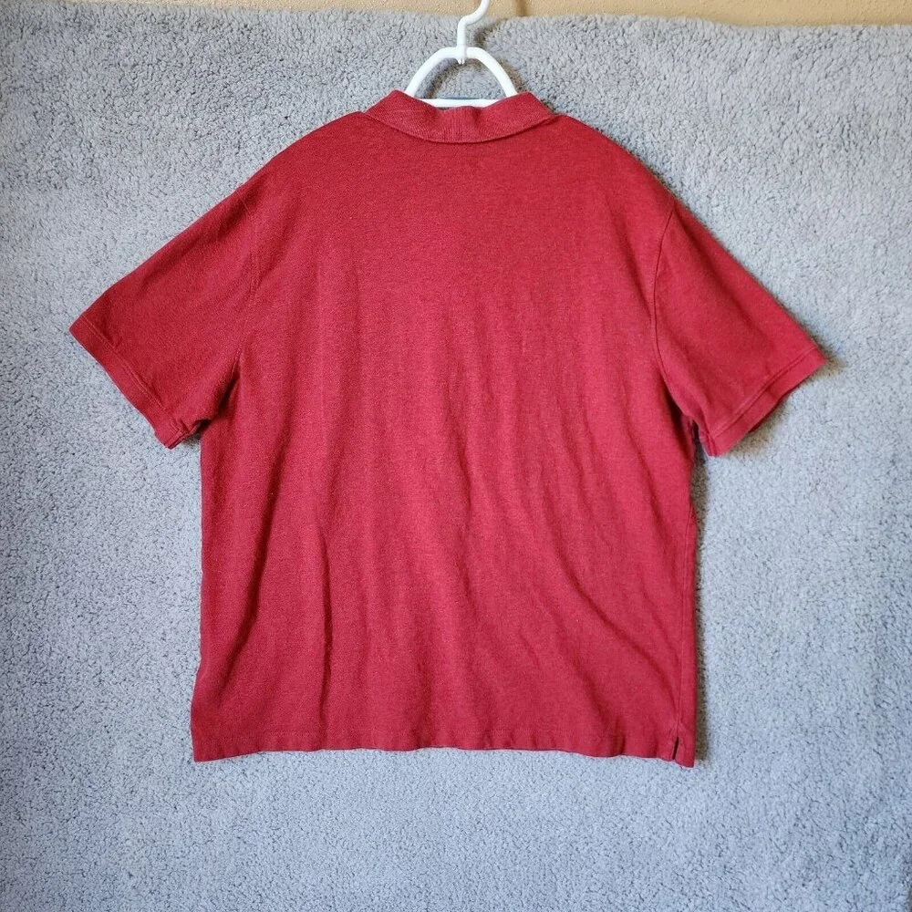 Banana Republic Red Heather Slim Fit Pique Polo Shirt Size XXL Tall 100% Cotton‎